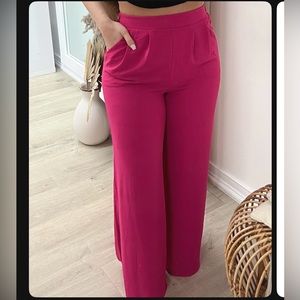 Hot pink wide leg dress pants
